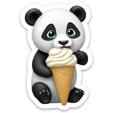 Panda eating ice cream sticker