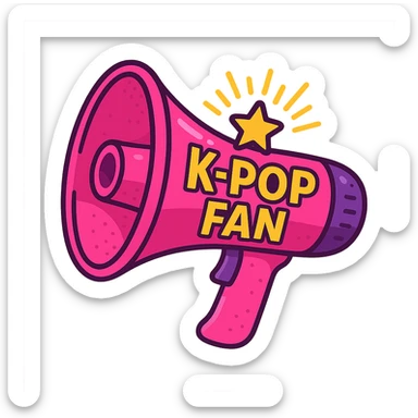 pink kpop fan megaphone, fun and loud sticker