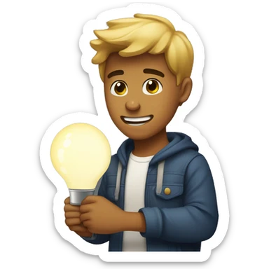 joven guero asustado apuntando con una lampara sticker