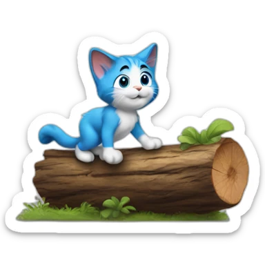 smurf cat walking on the log sticker