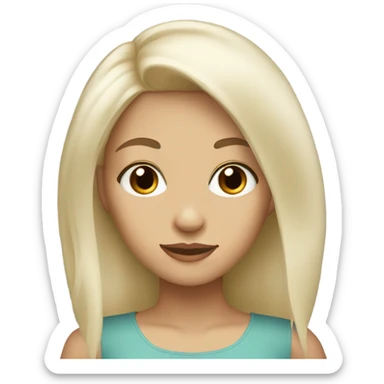 Platinum blonde girl with brown eyes sticker