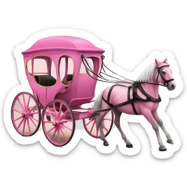 Realistic pink horse and carriage  sticker