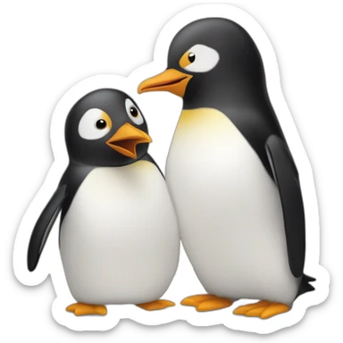 Pingouins qui fait coucou a un autre pingouins à côté de lui sticker