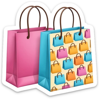 2 aesthetic shopping bag with pattern sticker