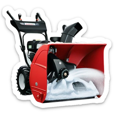 Red snow blower blowing snow in winter sticker