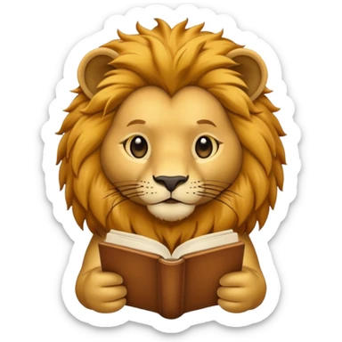 lionb reading book sticker