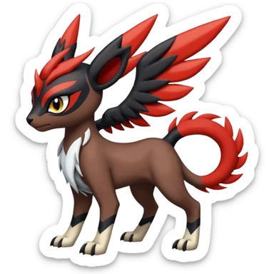 Handsome cool badass edgy Meloetta-Absol-Houndour-Litten-Guilmon-Giratina-Pokémon-Fakémon-fusion-hybrid-creature sticker