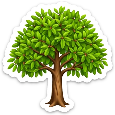 big almond tree with almost green leaves sticker