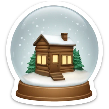 Light brown snow globe with cabin sticker