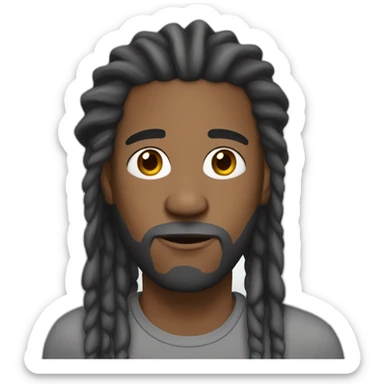 african american male with medium toned skin, that has long dreadlocks that are pulled back.  He also has a stubbly, short gray beard sticker