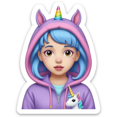 Melanie Martinez wearing a unicorn hoodie sticker