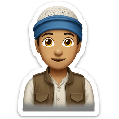 Afghan boy with a afghani hat sticker