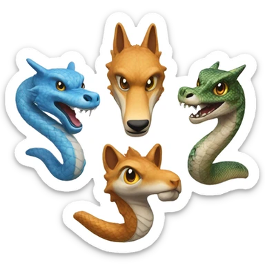 1 volpe, 1 drago bianco e 1 serpente azzurro sticker