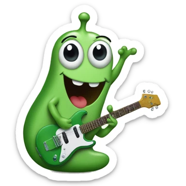 Happy green slug playing electric guitar sticker