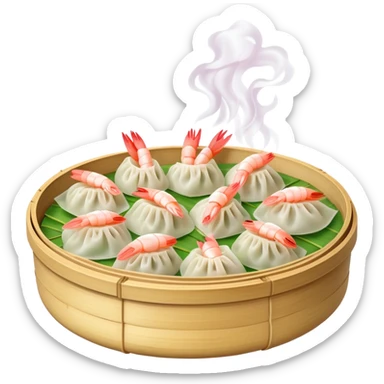 Bamboo steamer of shrimp dumplings  sticker