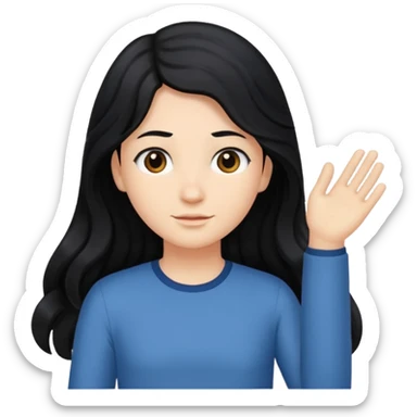 Long black hair little wave sticker