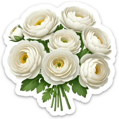 White Ranunculus cluster sticker