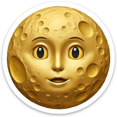 Create a emoji hidden S in moon surface moon colour golden and not face moon and s hidden but view  sticker