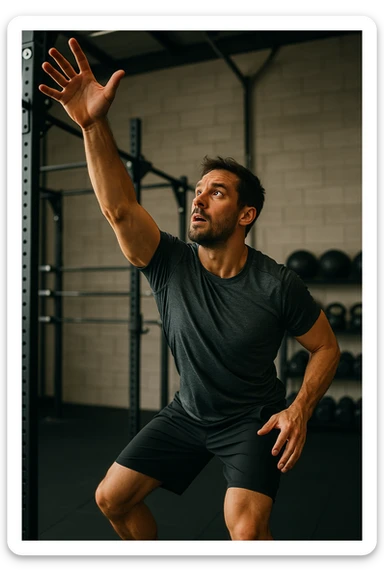 uomo in overreaching in palestra sticker