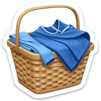 LAUNDRY white BASKET WITH FOLDED blue CLOTHES sticker