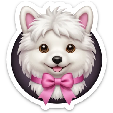white dog with pink ribbon sticker