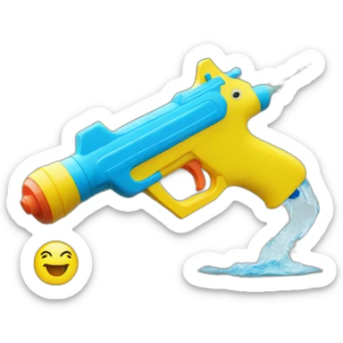 KMS water gun next to smiley face sticker