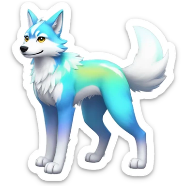 Colorful Shiny Fionbri-Falvie-sparkle-wolf-sona with markings full body sticker