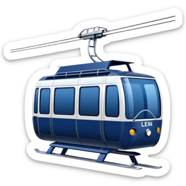 create a cablecar emoji in winter. make it navy dark blue. and add the words in white: Lenk  sticker