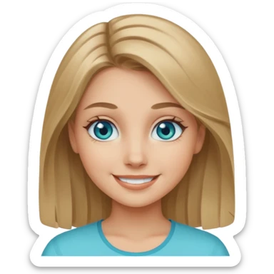 girl with dark blonde hair with aquamarine eyes sticker