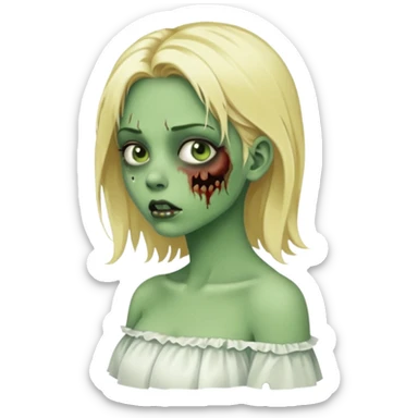 zombie blonde girl with white skirt, green skin and that it be in profile form  sticker
