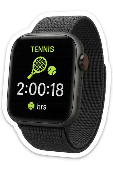 smartwatch con modalità attiva di tennis che segna 2 ore di tennis, REALISTICA 4K sticker