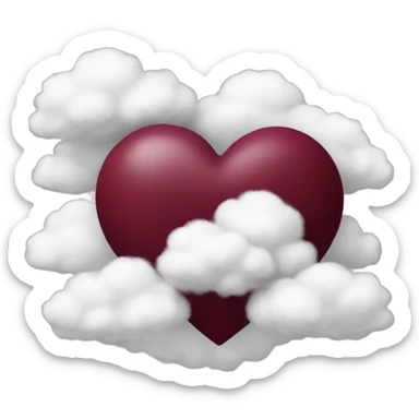 burgundy heart with clouds sticker