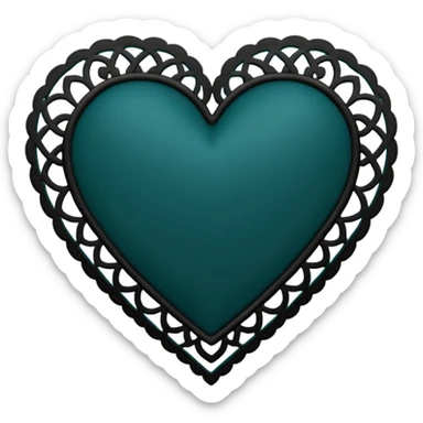 dark teal heart with black lace sticker