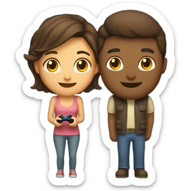 couple playing video game together sticker