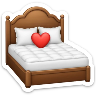 white bed with heart sticker