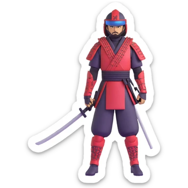 male futuristic tech samurai with digital visor and high-tech weapons sticker
