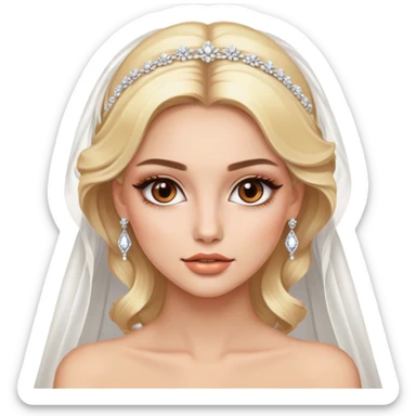 blonde model with brown eyes, luxury makeup, bridal sticker