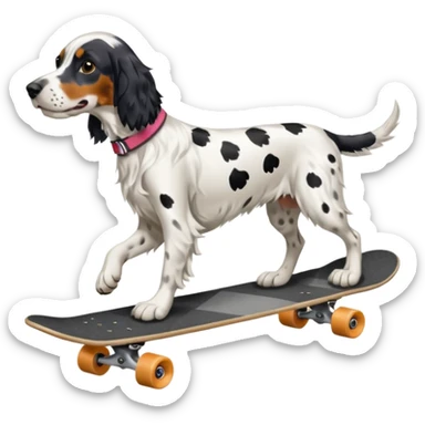 English Setter riding a skateboard sticker