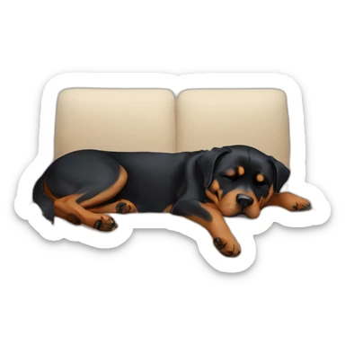 Rottweiler sleeping on top of couch sticker