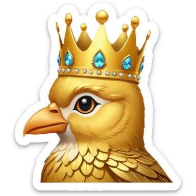 bird with crown and earrings single vibrant colour  sticker