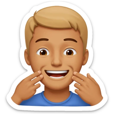 male choking himself with a smile on his face sticker