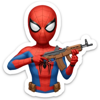 Spider-Man holding an AK-47 sticker