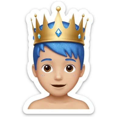 blue Boy happy glitter blue crown sticker