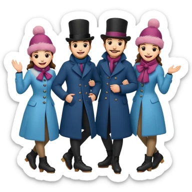 group of vistorian ice skaters ona  frozen lake sticker