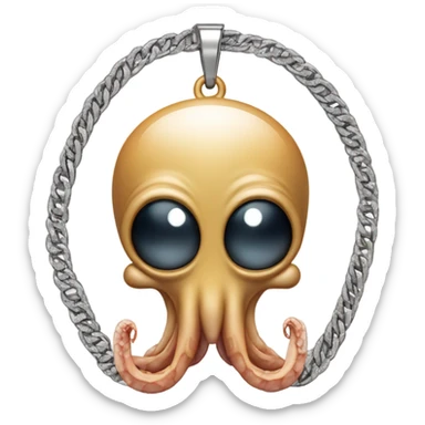 iOS squid emoji with angry eyebrows but facing straight forward, with diamond Cuban chain with diamond “AAA” pendant, holding a joint with smoke in a tentacle sticker