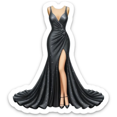 black glittery prom dress sticker