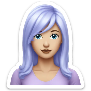 white woman with blue eyes and lilac wig sticker