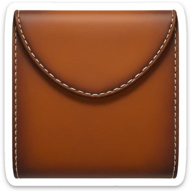 A 3D Apple-style emoji of an industrial leather material, shown as a neatly folded or rolled sheet of dark brown leather with visible texture and stitching details, giving a modern and manufactured look, clean and simple design, no background sticker