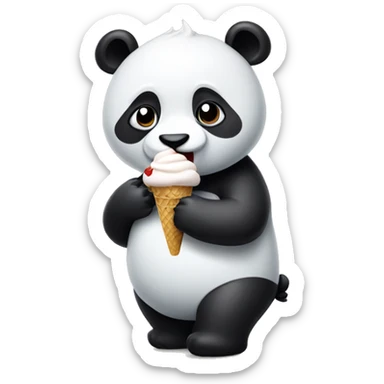 Panda eating ice cream sticker