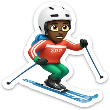 Skier skiing wearing a football Jersey sticker